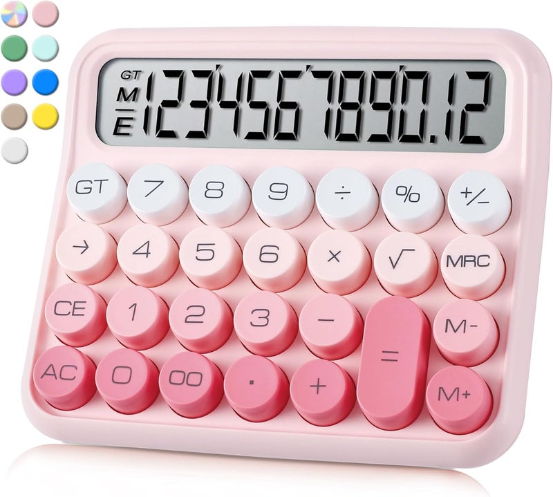 VEWINGL Mechanical Switch Calculator, 12 Digit Large LCD Display and Buttons, Great for Everyday Life and Basic Office Work, with Battery - Image 1